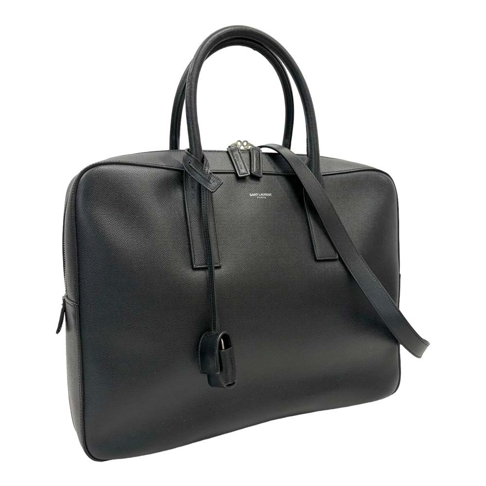Saint Laurent Business Bag Leather Black Shoulder Handbag - Picture 1 of 10